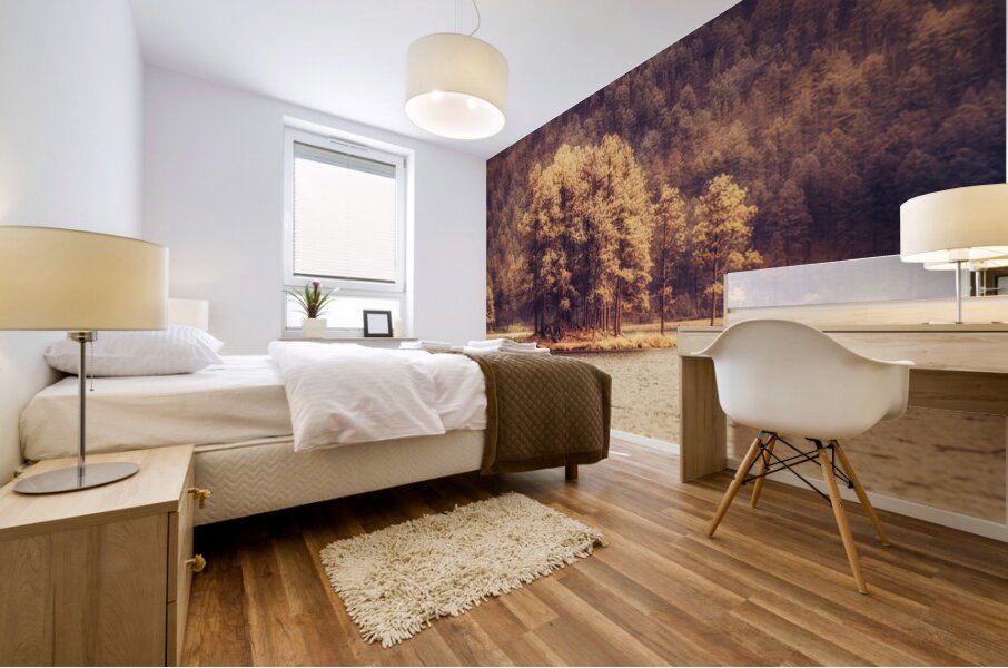 Stockade Lake Tree Island Hazy Mural print