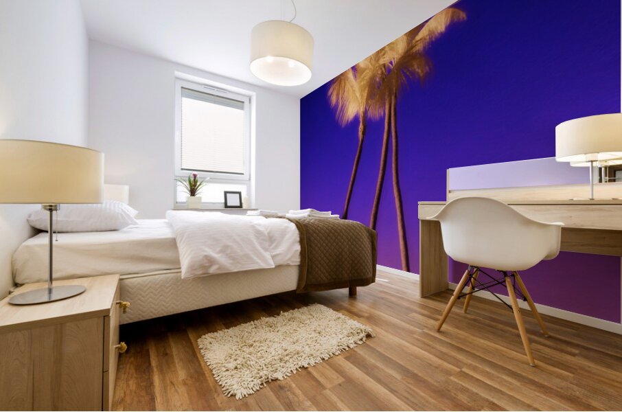 Palms in Violet Silence Mural print