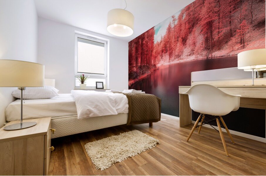 Radiant Tranquility: A Stroll Along Grace Coolidge Lakes Infrared Wonderland in South Dakota Mural print