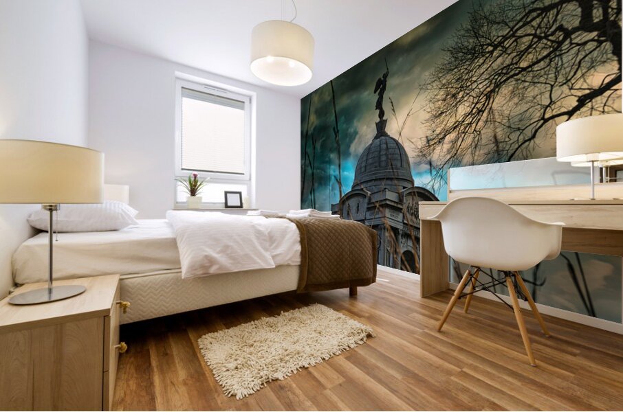 Storms of Remembrance: An Ominous Storm over the Pennsylvania Monument in Gettysburg Mural print