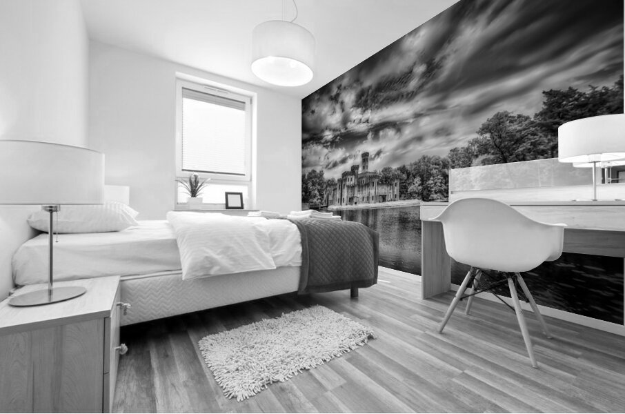 Silhouette of Time: Newmans Castle in Moody Monochrome Infrared Mural print