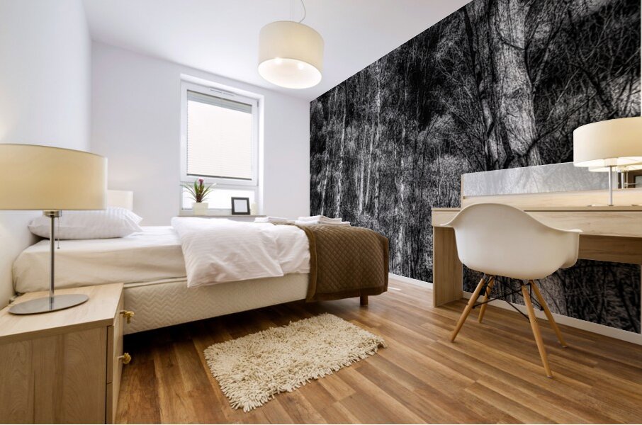 Tall Dark Symphony: A Winters Tale in Infrared Black and White Mural print