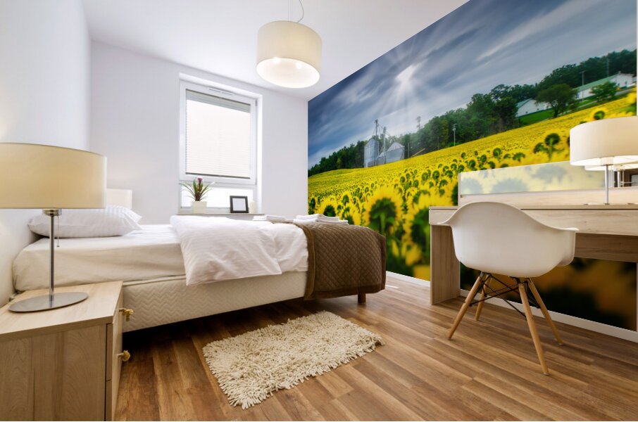 All Hail: A Golden Tapestry of Sunflowers Basking in Sunlight Mural print