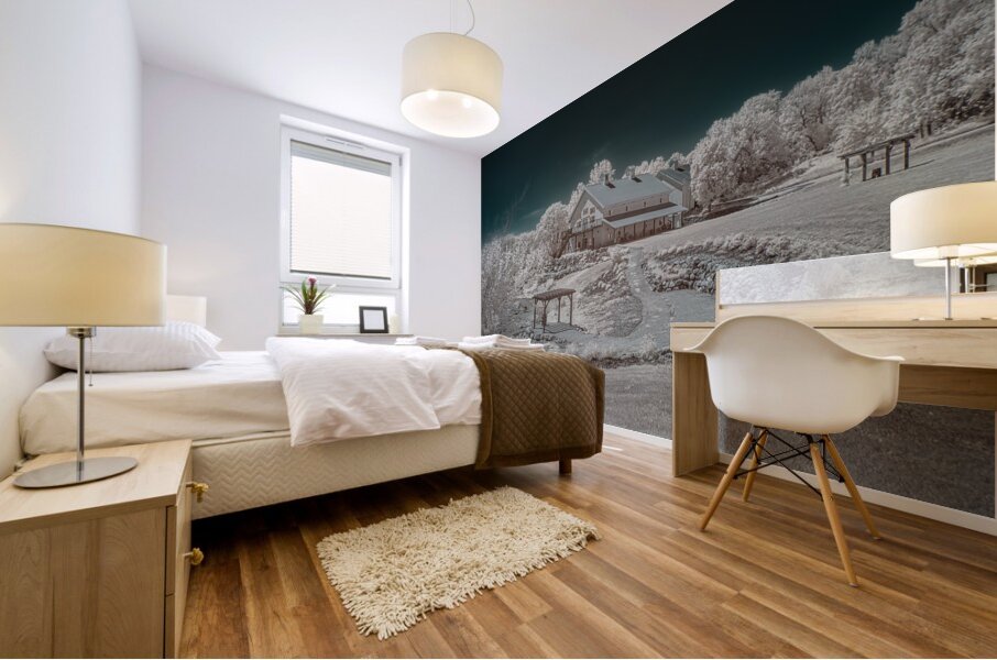 Iowa Winery Bodega: Enchanting Infrared Landscape Unveiled in Vibrant Colors Mural print