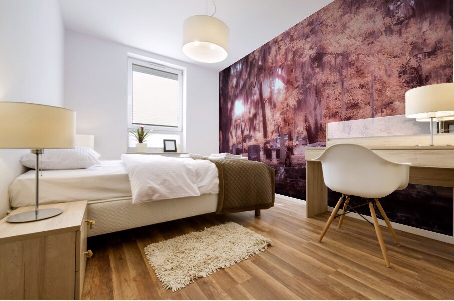 Springtime Serenity: A Moody Sunset at Oak Grove Cemetery Mural print