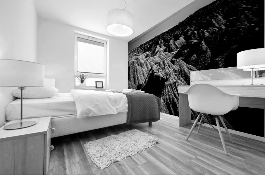 Shadows of the Earth: A Shadowy Ethereal Dance in the Badlands Mural print