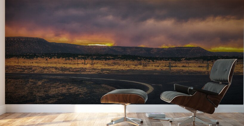 Roads Turn Under Fiery Skies Wall Murals