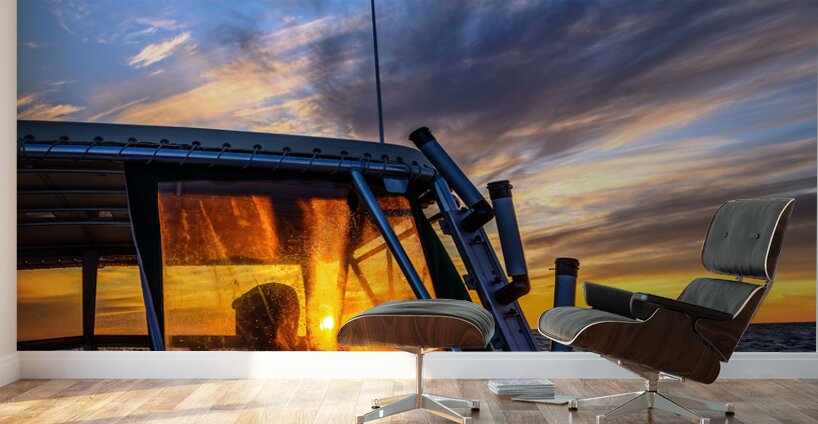 Golden Horizons: A Birthday Boat Ride with Wet Net Charters Wall Murals