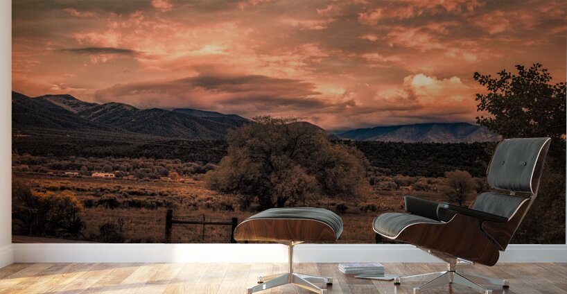 Solitary Vigil in a Fiery Twilight Wall Murals