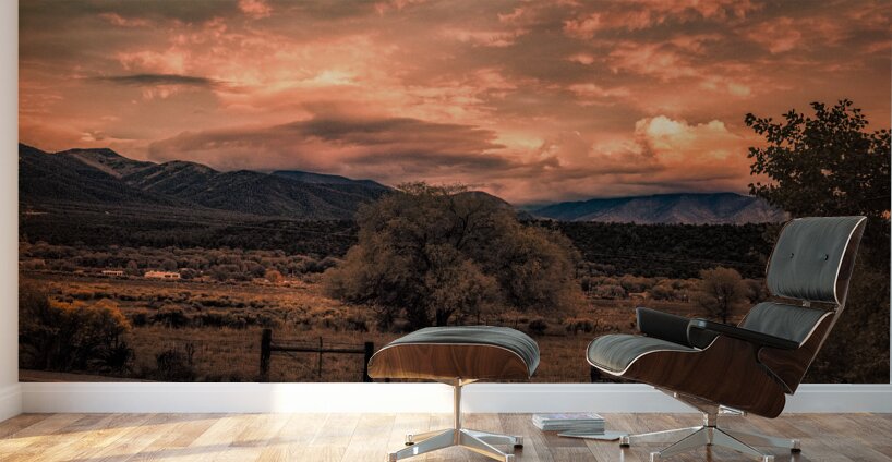 Solitary Vigil in a Fiery Twilight Wall Murals