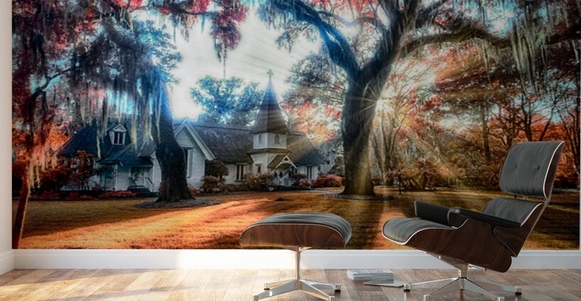 Spiritual Splendor: A Churchyard Sunset on Saint Simons Island Wall Murals
