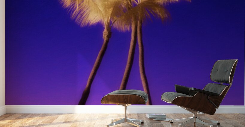 Palms in Violet Silence Wall Murals