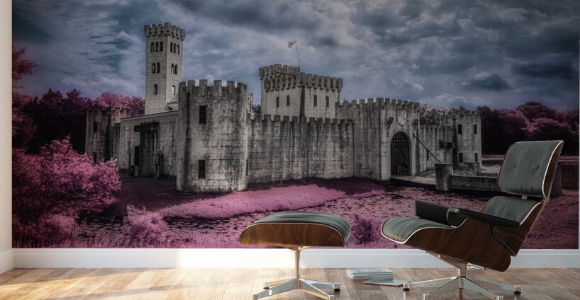 Ethereal Shadows: Newmans Castle in Purple Hues Wall Murals