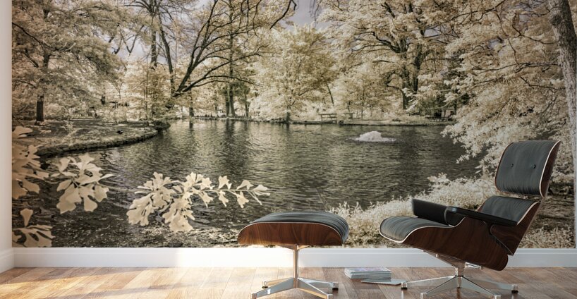 Lake Edge and Overhanging Branches: Sam Houston Site Wall Murals