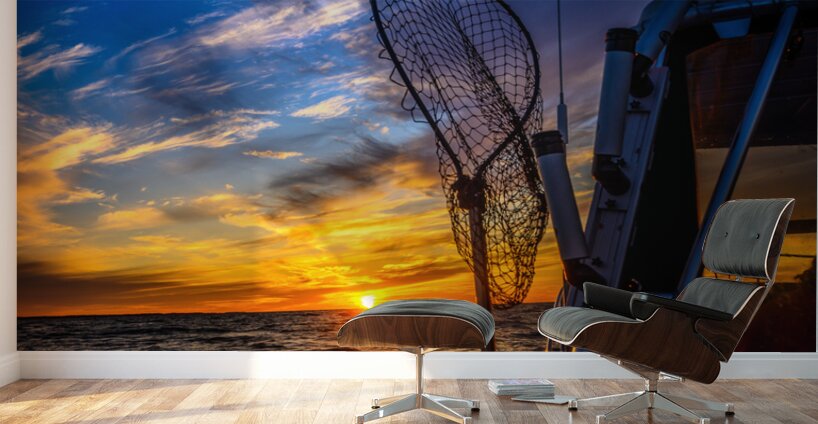 Navigating the Sunset: A Memorable Boat Ride with Wet Net Charters Wall Murals