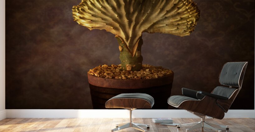 Cactus Elegance: Wavy Beauty in Artful PotteryDescription Wall Murals