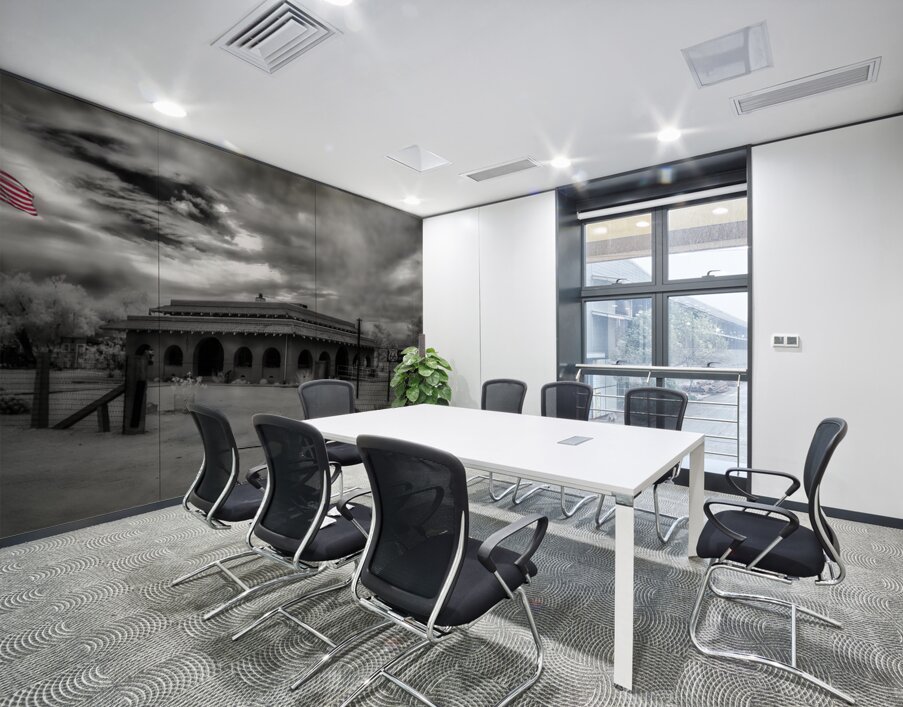 Billowing Flag Timeworn Architecture Wall Printing