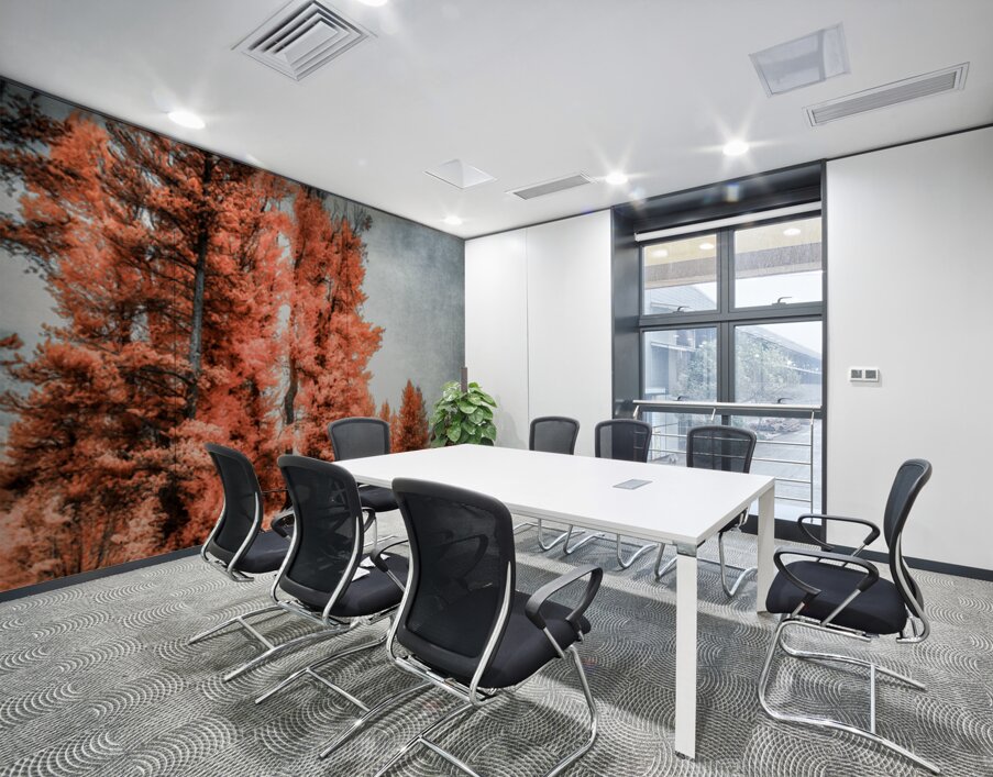 Lakeside Autumn Blaze   Infrared Fire Wall Printing