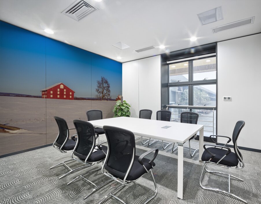 Red Barn Blue Silence Wall Printing