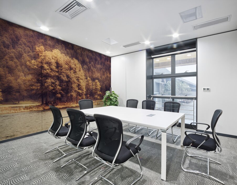 Stockade Lake Tree Island Hazy Wall Printing