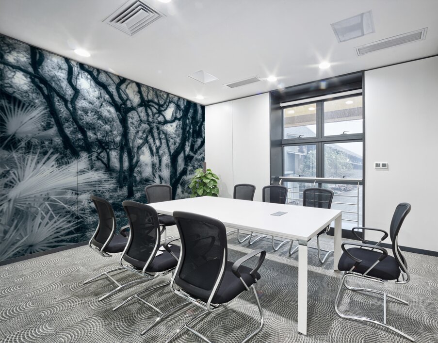 Enchanted Passage: Blue Dawn in the Oaks Wall Printing