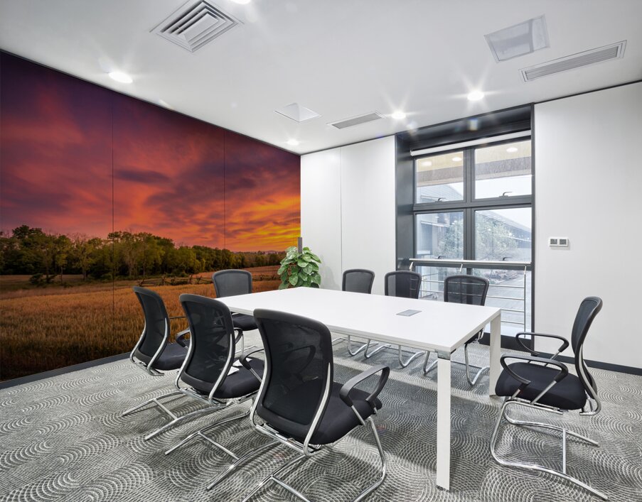 Sunset along a fence Wall Printing