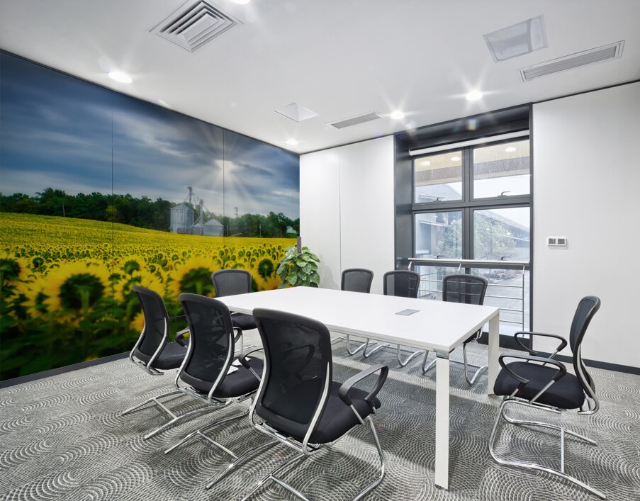 All Hail: A Golden Tapestry of Sunflowers Basking in Sunlight Wall Printing