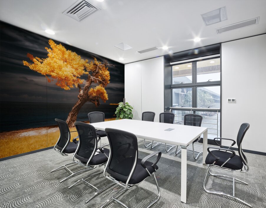 Golden Guardian: A Mystical Tree on Sunshine Key Wall Printing