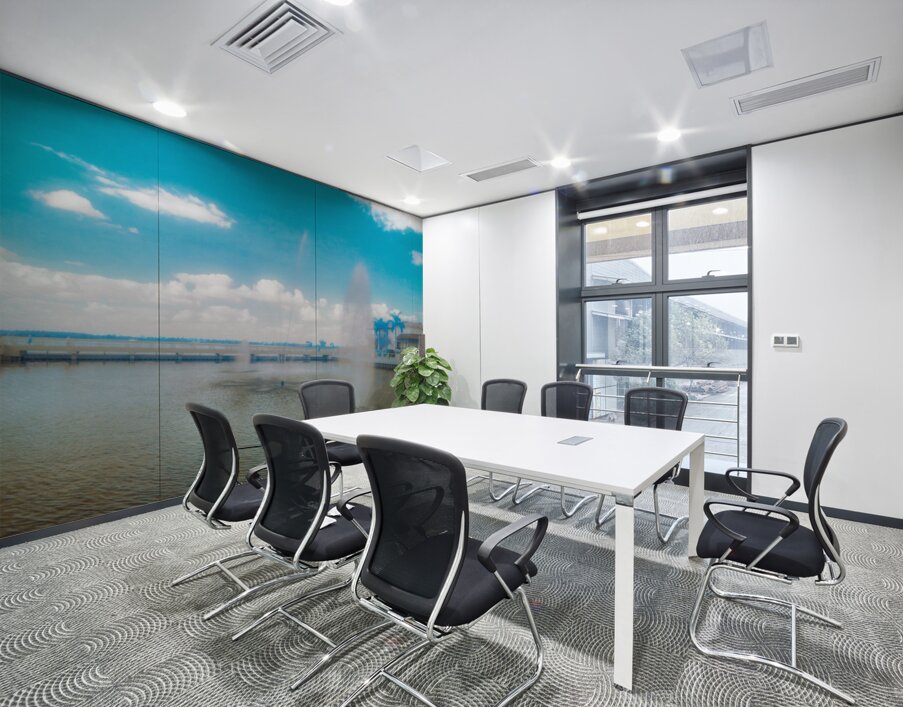 Blue Oasis: Fort Myers Fountain Trio in Infrared Wall Printing