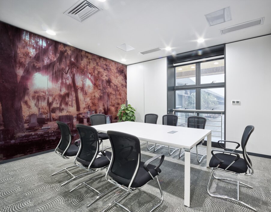 Springtime Serenity: A Moody Sunset at Oak Grove Cemetery Wall Printing