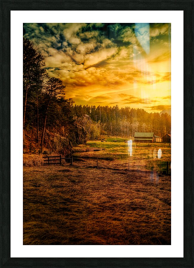 Golden Glow at Custer Ranch: A South Dakota Sunset Picture Frame print