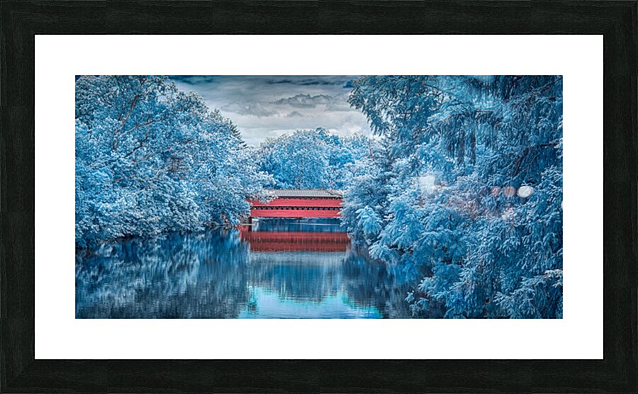 Sachs Bridge: Reflective Tranquility in Infrared Picture Frame print