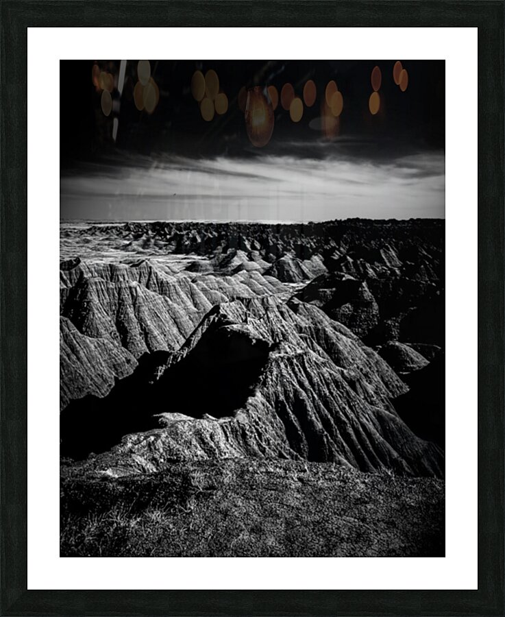 Shadows of the Earth: A Shadowy Ethereal Dance in the Badlands Picture Frame print