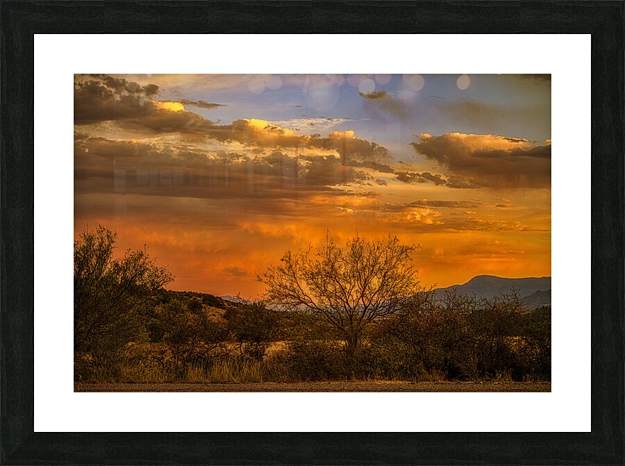 Burning Sky Over Silent Shadows Picture Frame print