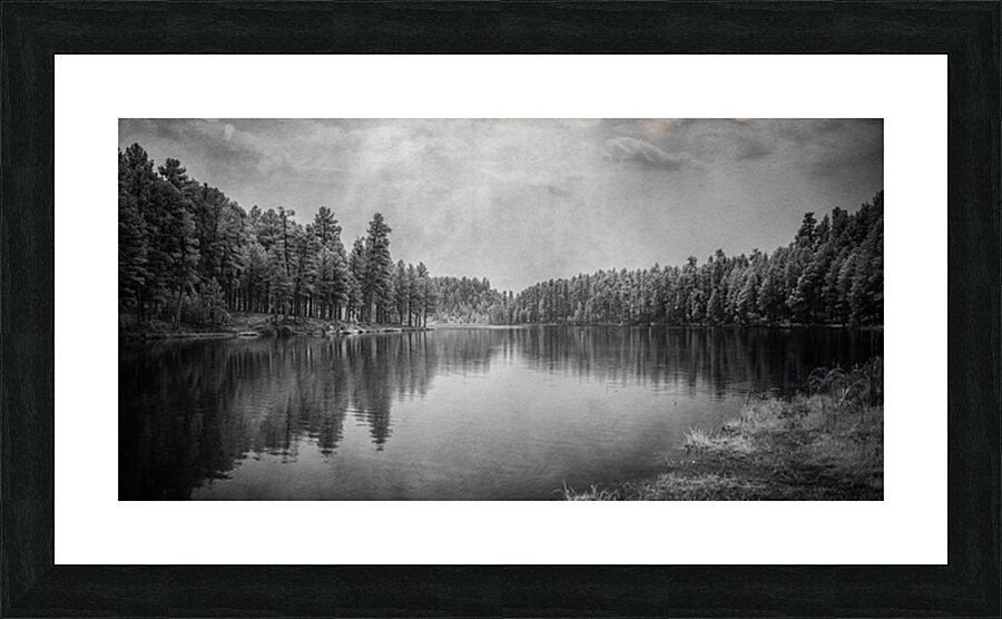 Exploring the Mystical Beauty of Center Lake: A Smokey Pond Picture Frame print
