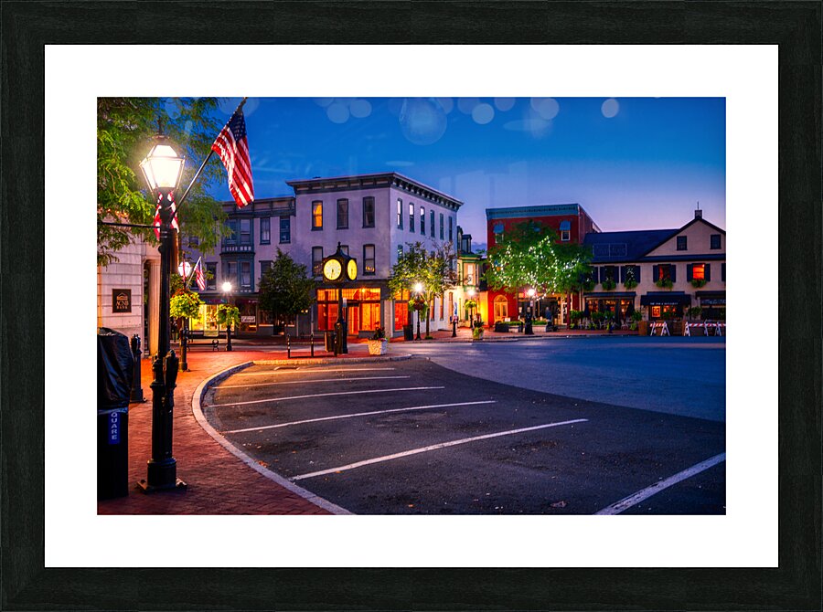 In the hushed moments before dawn a lone figure stood at the heart of Gettysburg eager to capture the essence of the town as it stirred from slumber. Armed with a camera and a sense of anticipation they ventured into the heart of history to witness the ca Picture Frame print