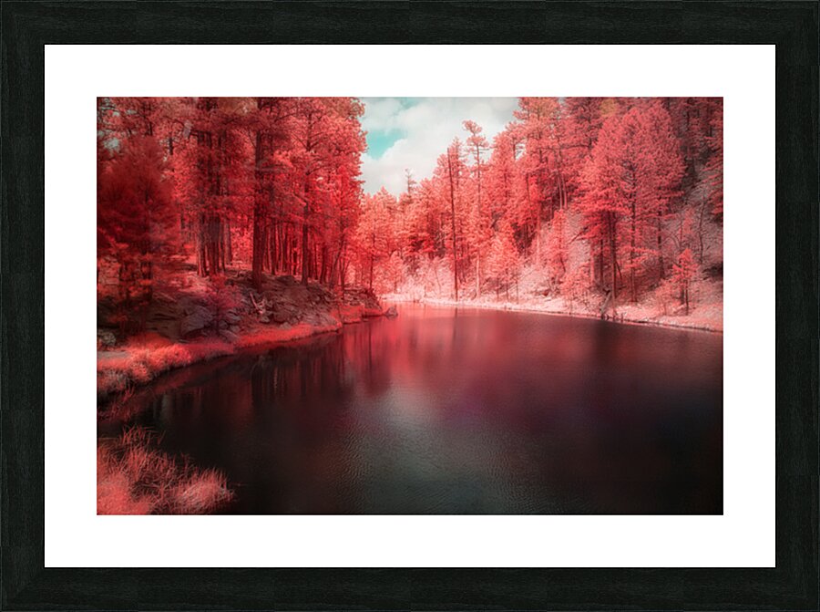 Radiant Tranquility: A Stroll Along Grace Coolidge Lakes Infrared Wonderland in South Dakota Picture Frame print