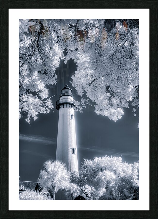 Whispers of Light: Saint Simons Island Lighthouse Unveiled in Invisible Hues  Framed Print Print