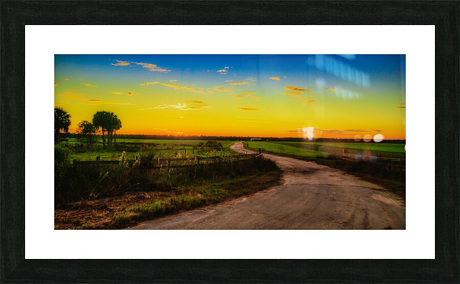 Sunset Serendipity: A Charming Ride Through Rural Floridas Ocala Countryside Picture Frame print