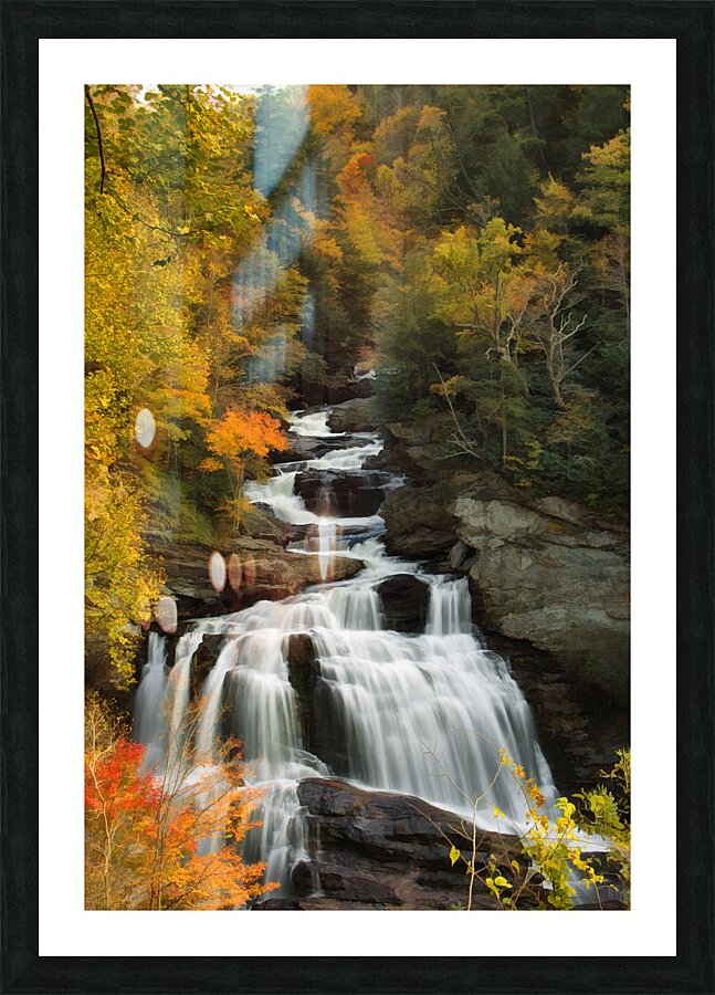 Autumnal Serenity: A Captivating Encounter with Cullasaja Falls NC  Framed Print Print