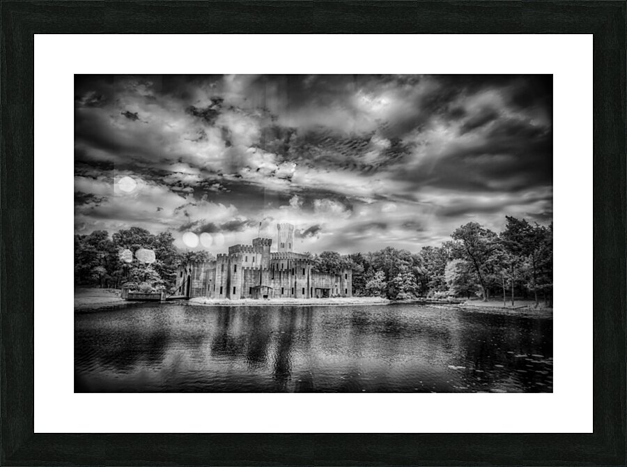 Silhouette of Time: Newmans Castle in Moody Monochrome Infrared  Framed Print Print