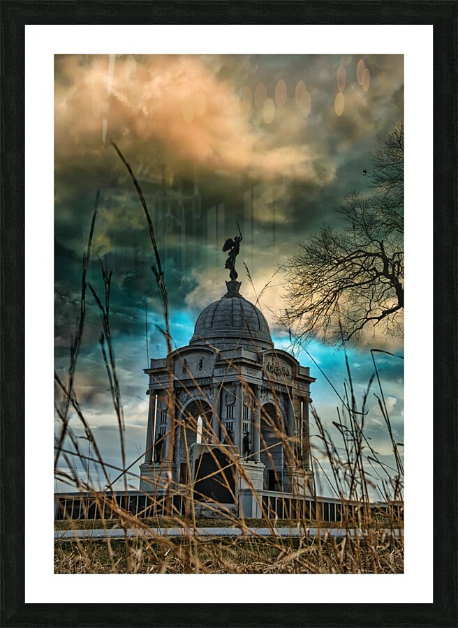 Storms of Remembrance: An Ominous Storm over the Pennsylvania Monument in Gettysburg Picture Frame print