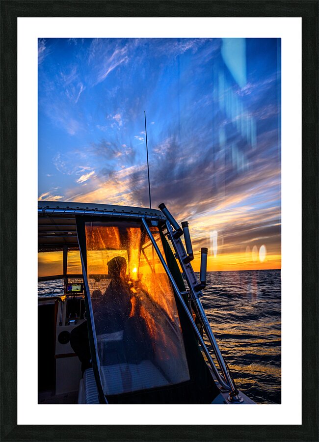 Golden Horizons: A Birthday Boat Ride with Wet Net Charters  Framed Print Print