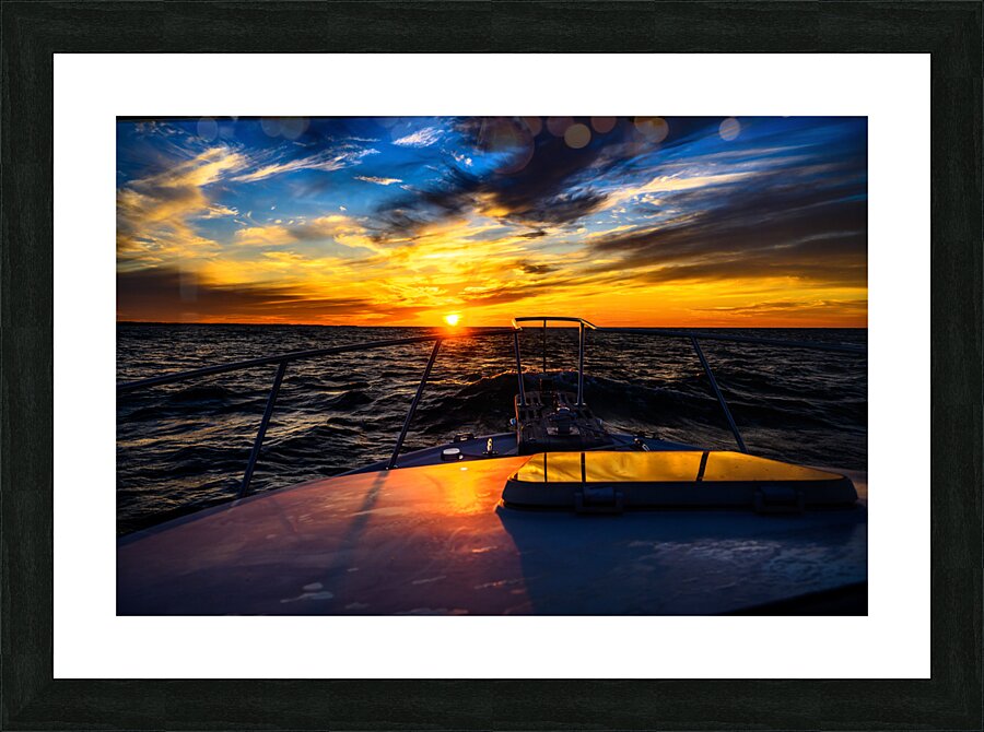 Waves and Wishes: Octobers Golden Hues on a Birthday Boat Journ  Framed Print Print