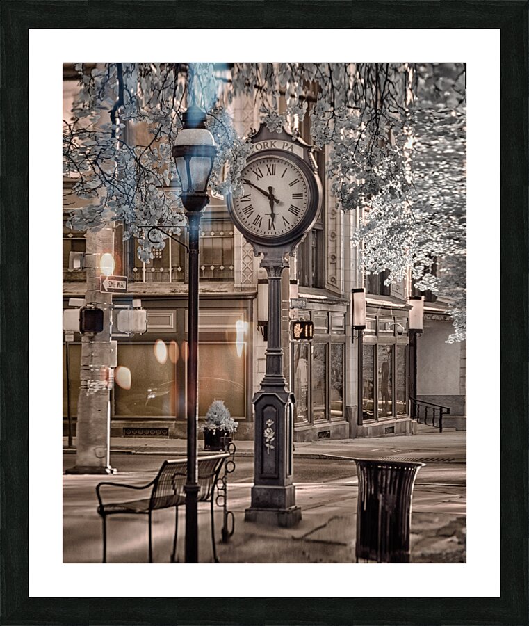 Frozen in Time: Yorks Stilled Clockscape in Infrared Harmony Picture Frame print