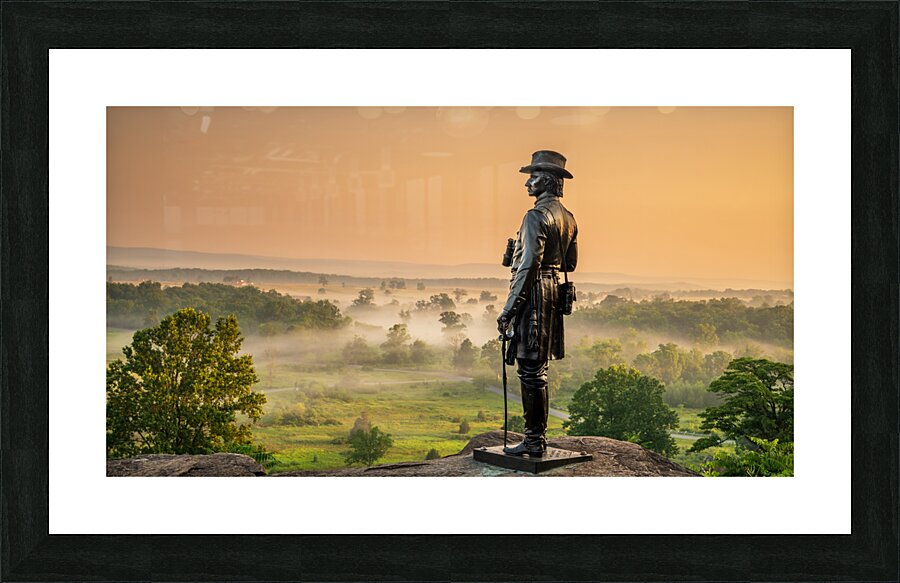 Dawns Embrace: A Vibrant Sunrise at General Warren Monument in Gettysburg Picture Frame print