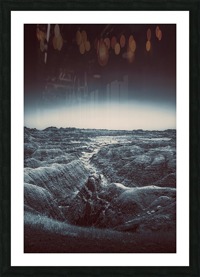Shadows of the Earth: The Enchanting White River in Badlands  Framed Print Print