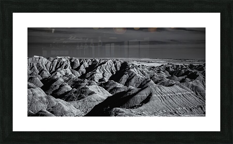 Shadows of the Earth: A Journey Through the Shadows of the Badlands  Framed Print Print