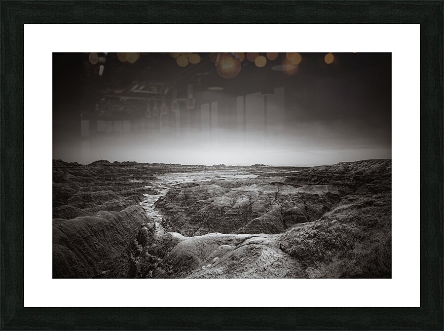 Shadows of the Earth: White River Serenity in the Badlands  Framed Print Print