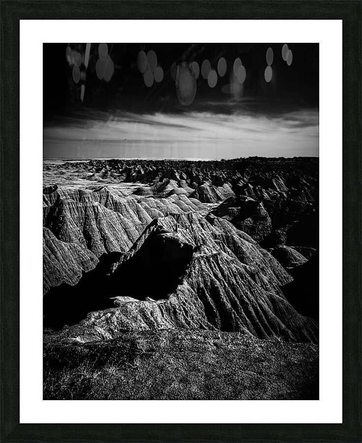 Shadows of the Earth: A Shadowy Ethereal Dance in the Badlands  Framed Print Print